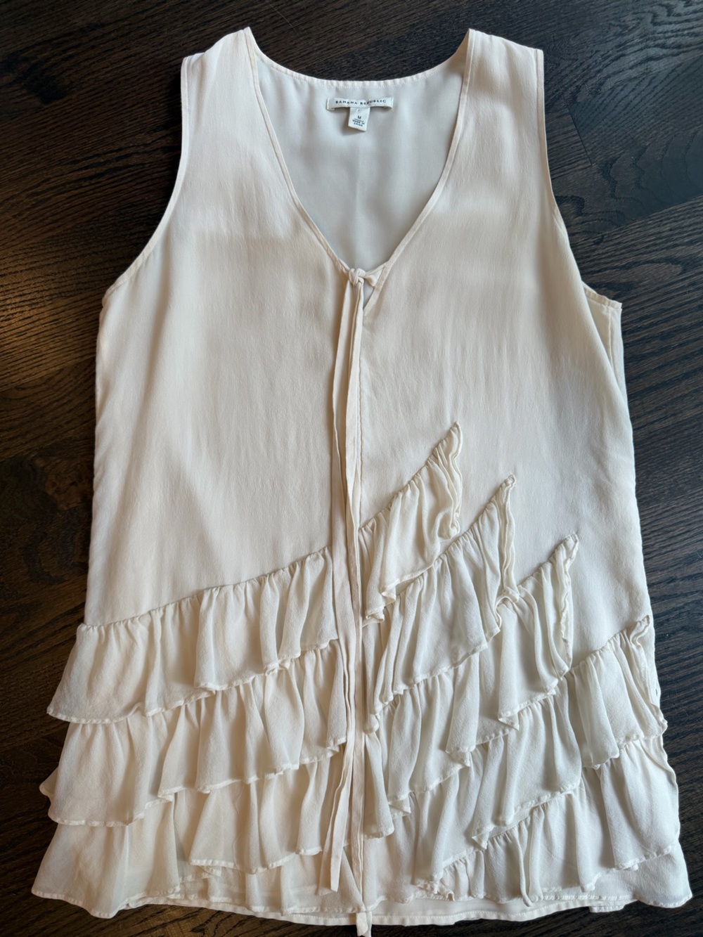 Vintage Y2K Banana Republic Romantic RuffleTop M Coquette Balletcore Ivory